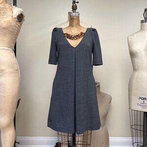 NWT Nancy Rose Chain Neck Aline Pleated Shift Dress With Pockets Size 6